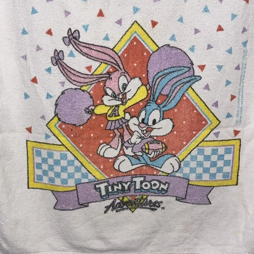 VTG 1990 Tiny Toon Adventures Babs Buster Bunny Bath Towel 23x43 Cotton READ